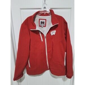 WISCONSIN BADGERS RED ZIP UP JACKET. 58 SPORTS BRAND. SIZE XL. LIKE NEW!